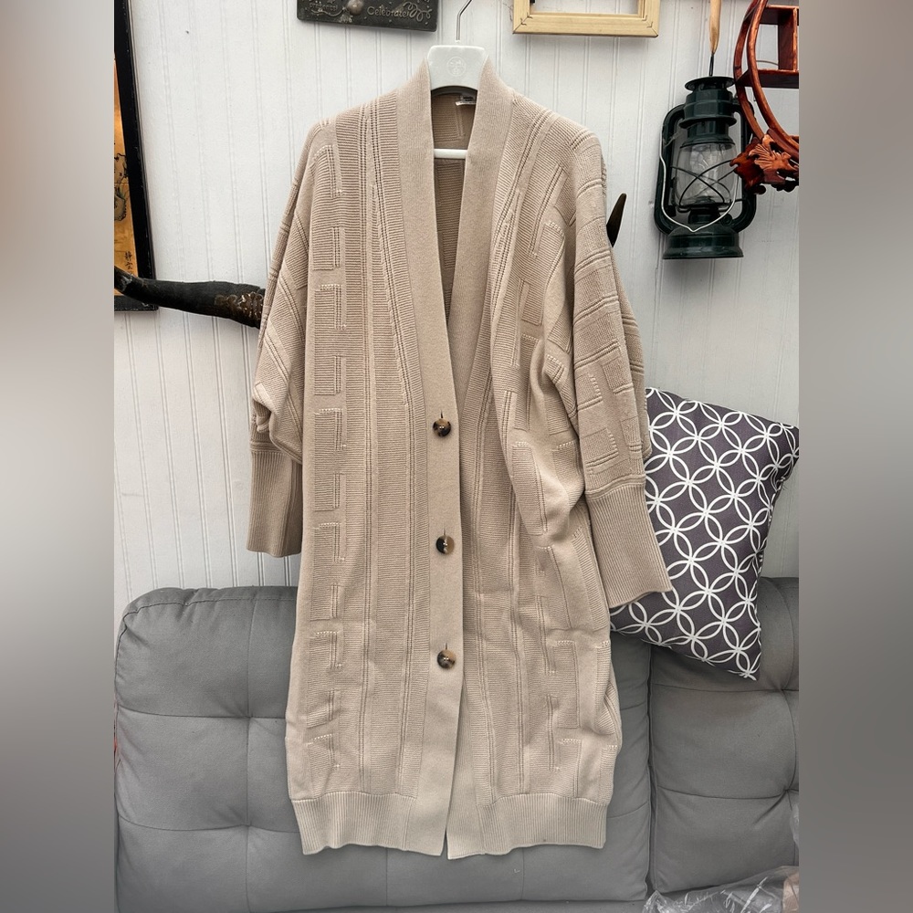 Authentic Hermes Long Cardigan 100% virgin wool